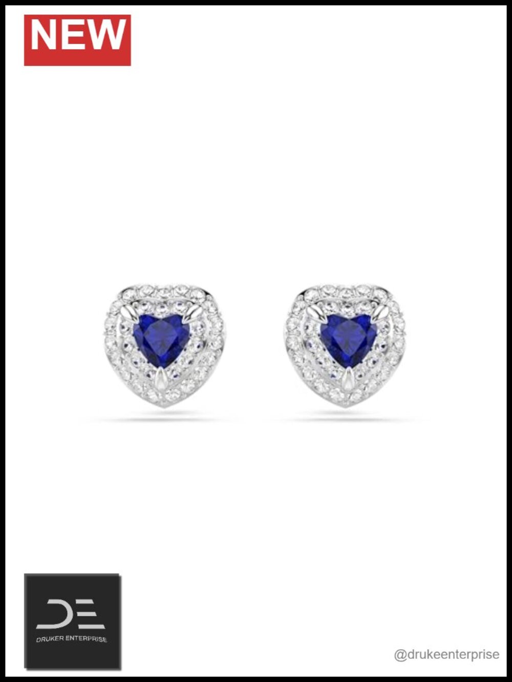 Swarovski Crystal Heart Stud Earrings Rhodium Plated Pavé